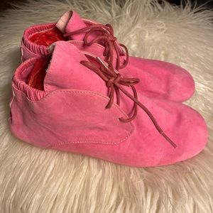 Pink suede girl's booties, size 35.5